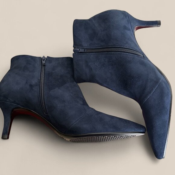 NIB Aerosoles Epigram Navy Blue Suede Ankle Boot Woman's sz11 Kitten Heel - Picture 9 of 11
